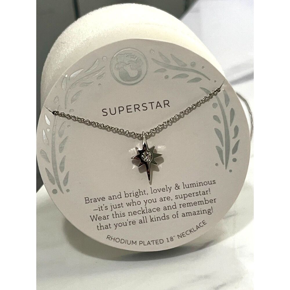 Sea La Vie Superstar Necklace Crystal Star Pendant Rhodium Plated 18" NWOBox